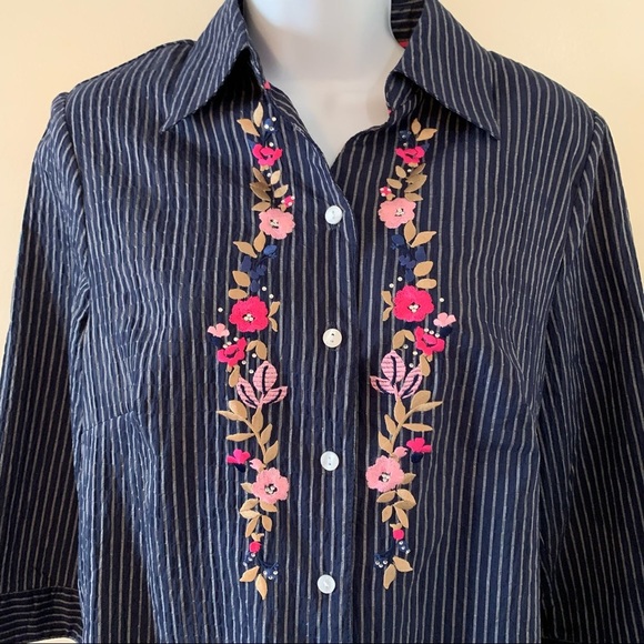 Vintage Alia Blouse Button-Front Striped Sz 8 NWT - Picture 2 of 12